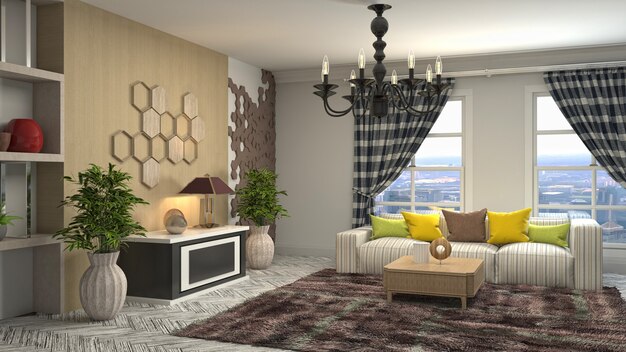 Illustration of the living room interior