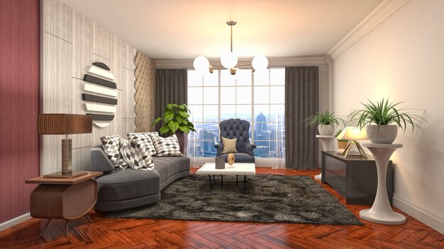 Illustration of the living room interior