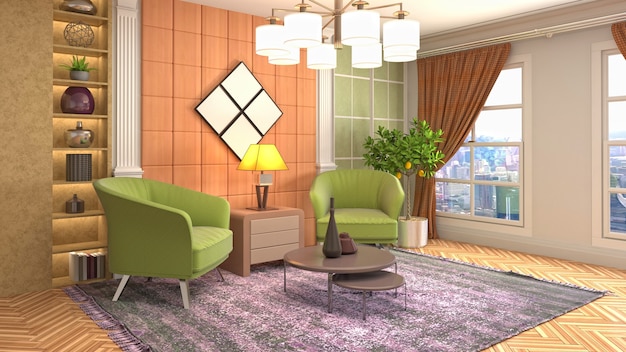 Illustration of the living room interior