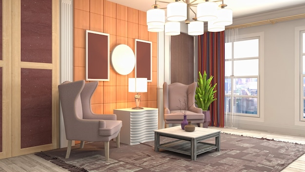 Illustration of the living room interior