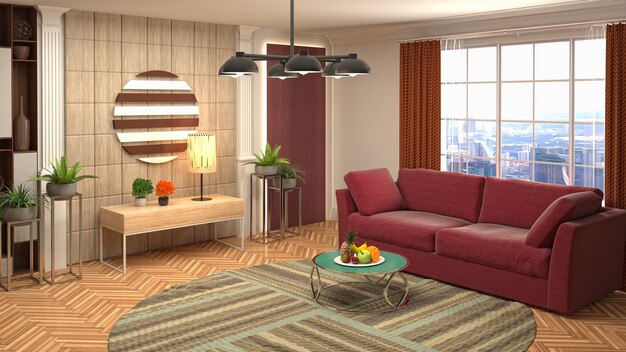 Illustration of the living room interior