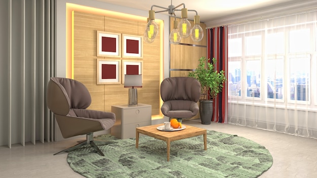 Illustration of the living room interior