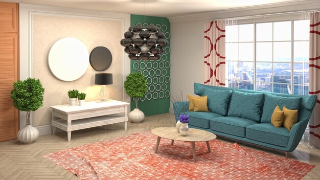 Illustration of the living room interior