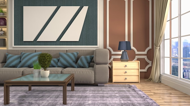 Illustration of the living room interior