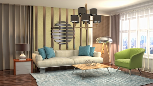 Illustration of the living room interior