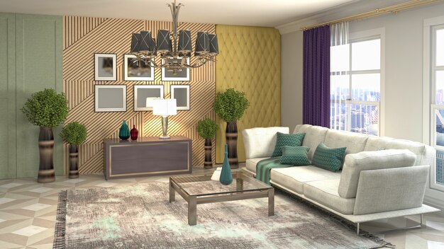 Illustration of the living room interior