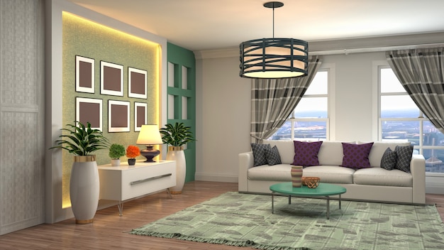 Illustration of the living room interior