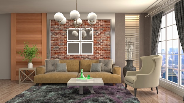 Illustration of the living room interior