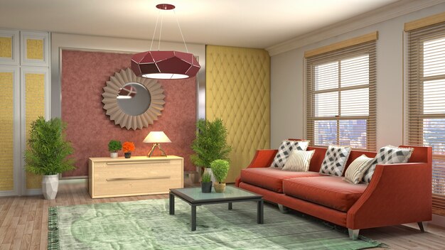 Illustration of the living room interior