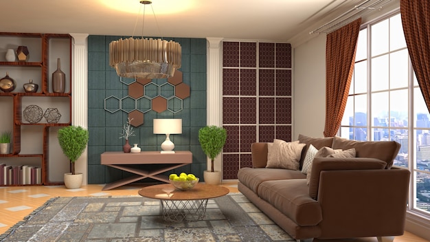 Illustration of the living room interior