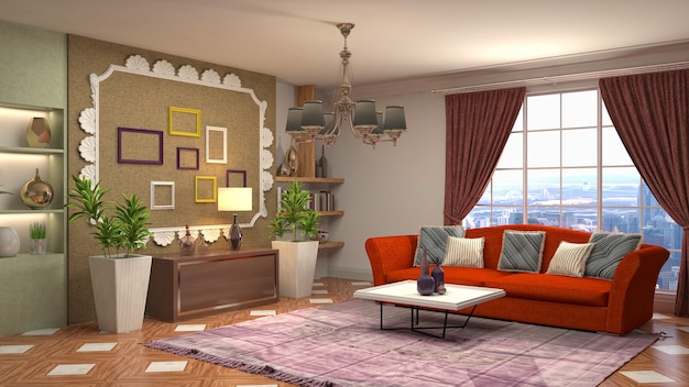 Illustration of the living room interior