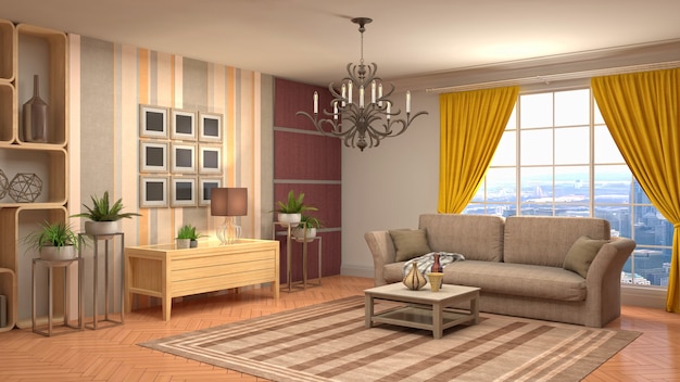 Illustration of the living room interior