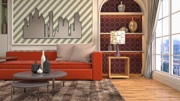 Illustration of the living room interior