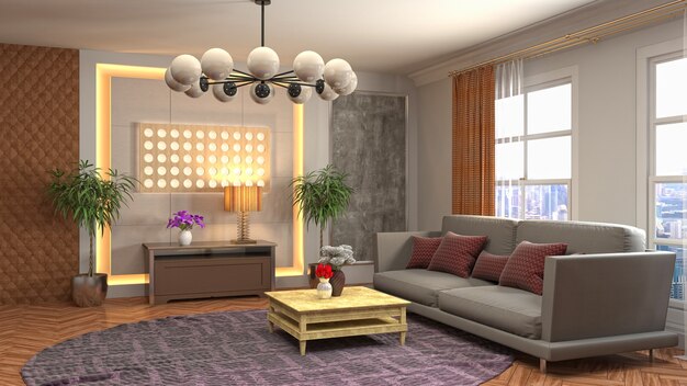 Illustration of the living room interior