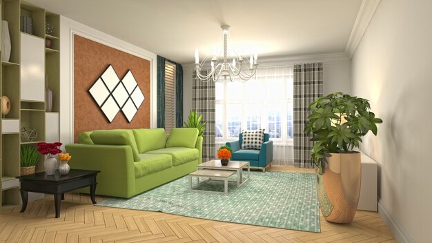 Illustration of the living room interior