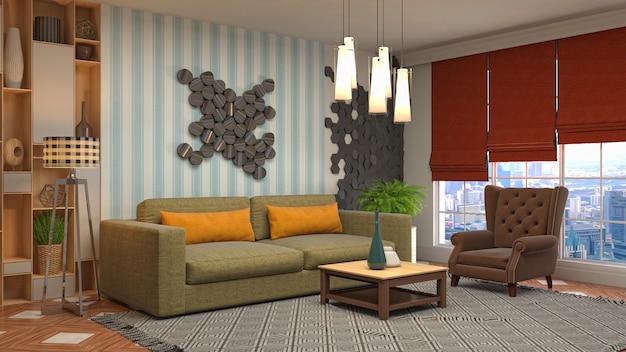 Illustration of the living room interior