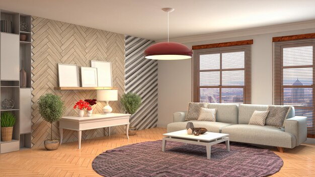 Illustration of the living room interior