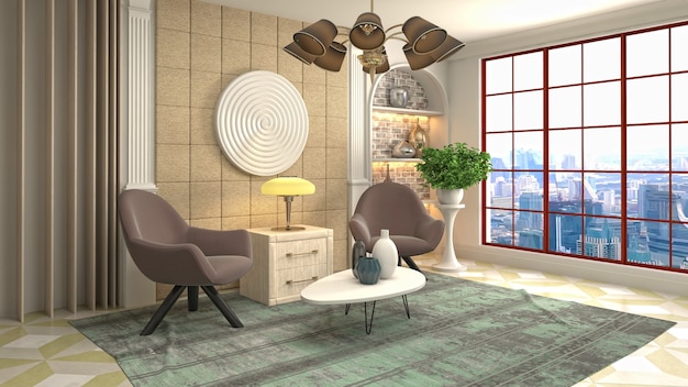 Illustration of the living room interior