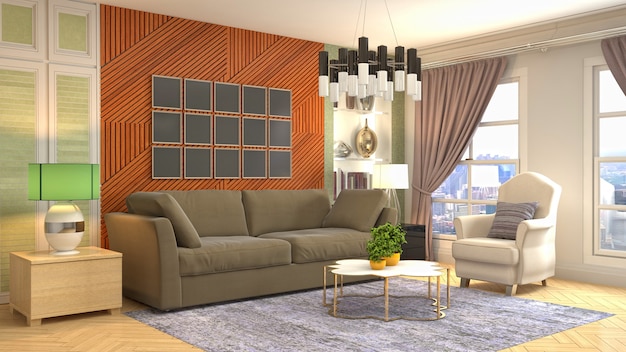 Illustration of the living room interior