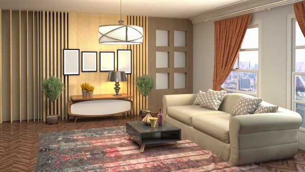 Illustration of the living room interior