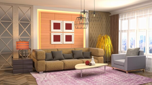 Illustration of the living room interior