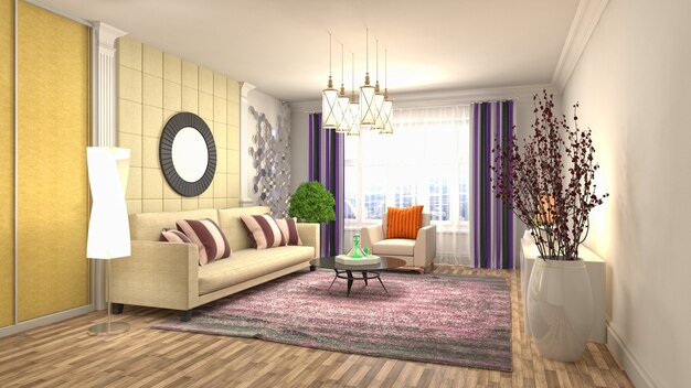 Illustration of the living room interior