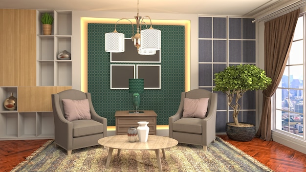 Illustration of the living room interior