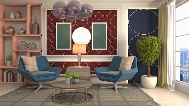 Illustration of the living room interior