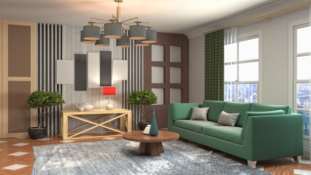 Illustration of the living room interior