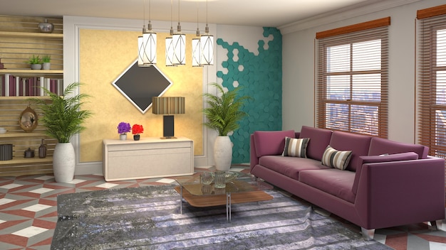 Illustration of the living room interior