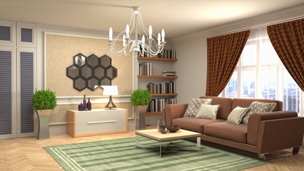 Illustration of the living room interior