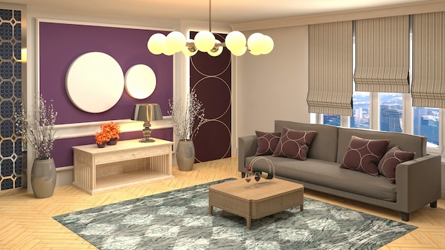 Illustration of the living room interior