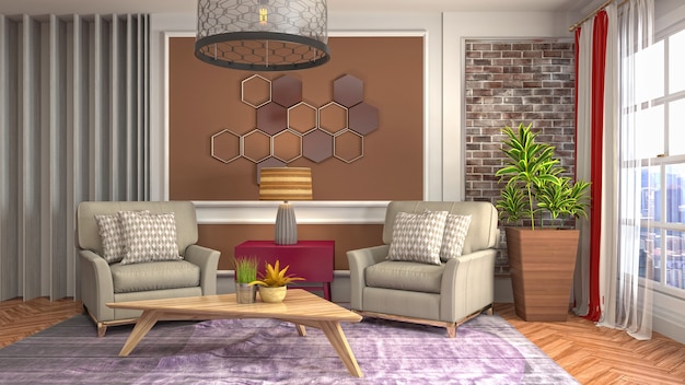 Illustration of the living room interior