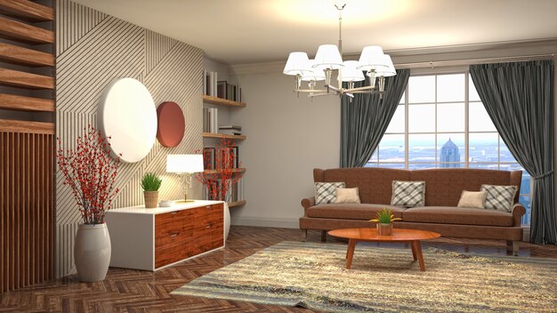 Illustration of the living room interior