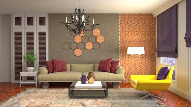 Illustration of the living room interior