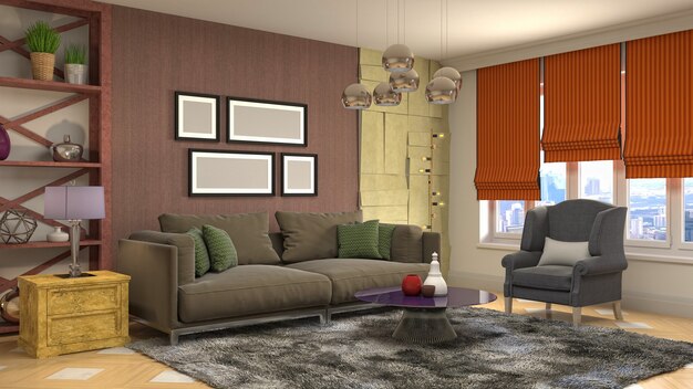 Illustration of the living room interior