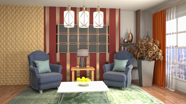 Illustration of the living room interior