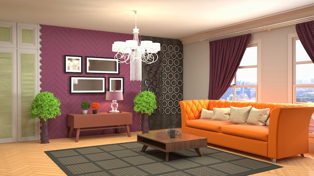 Illustration of the living room interior