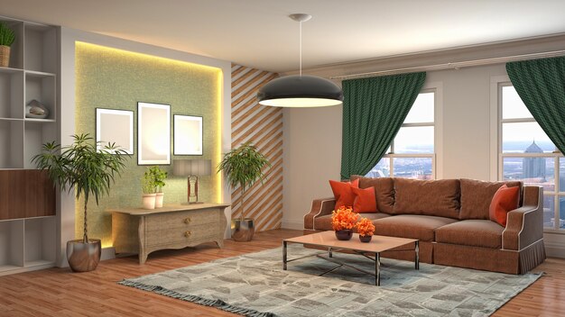 Illustration of the living room interior