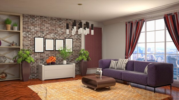 Illustration of the living room interior