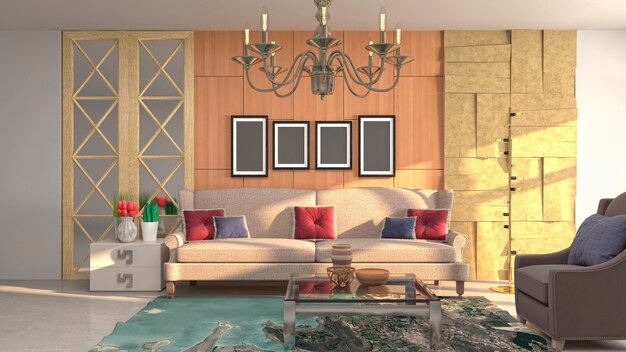 Illustration of the living room interior