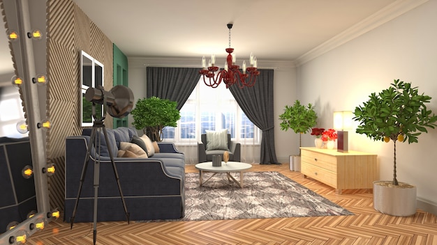 Illustration of the living room interior