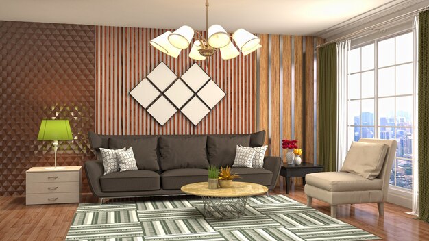 Illustration of the living room interior