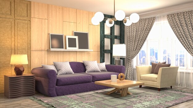 Illustration of the living room interior