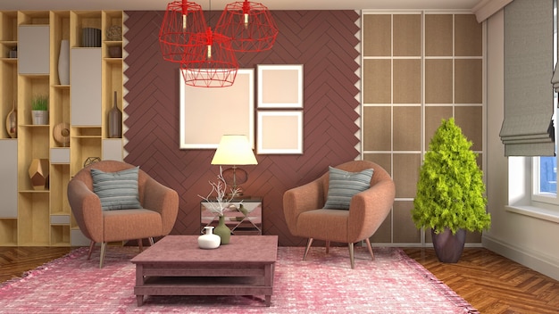 Illustration of the living room interior