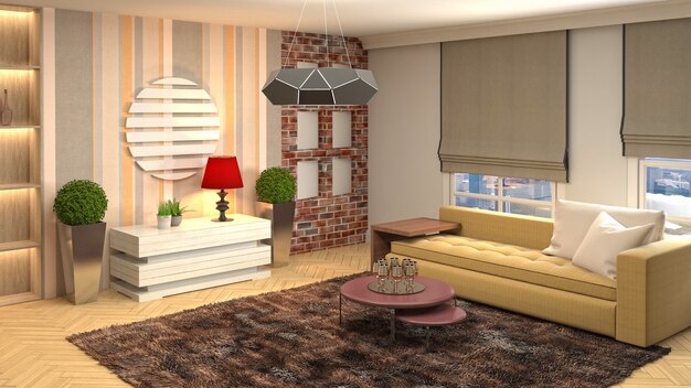 Illustration of the living room interior