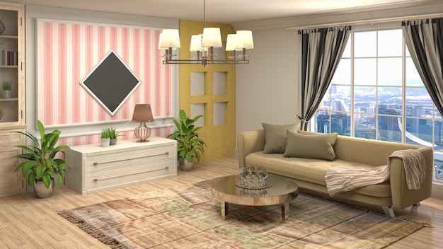 Illustration of the living room interior