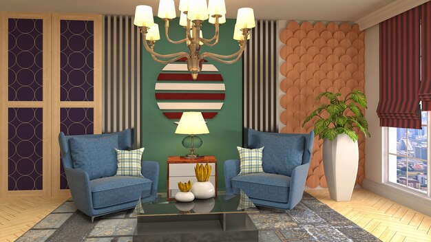 Illustration of the living room interior