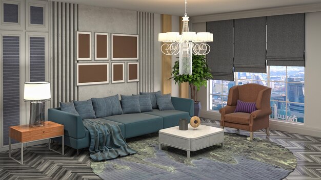 Illustration of the living room interior