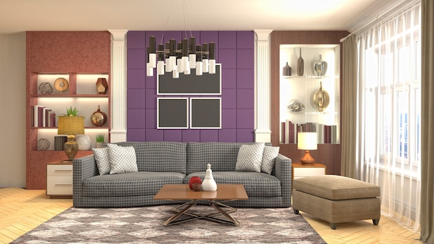 Illustration of the living room interior